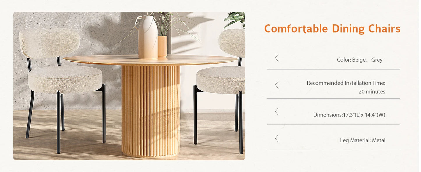 Ergonomic Round Dining Chairs (Set of 2)