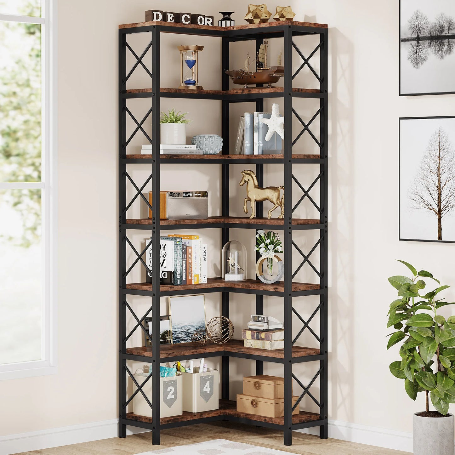 7‑Tier Corner Bookcase