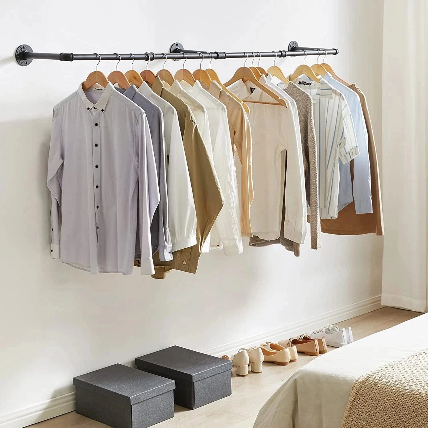 Industrial Wall Clothes Rack