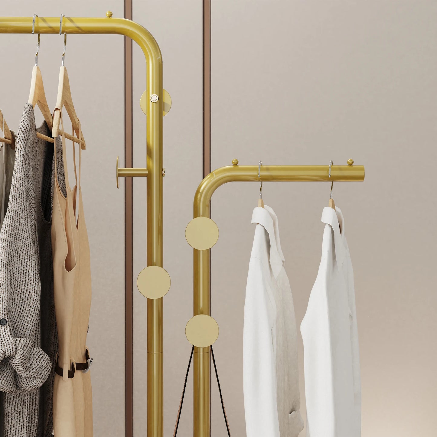 Heavy Duty Dual-Pole Clothes Rack with Stone Base