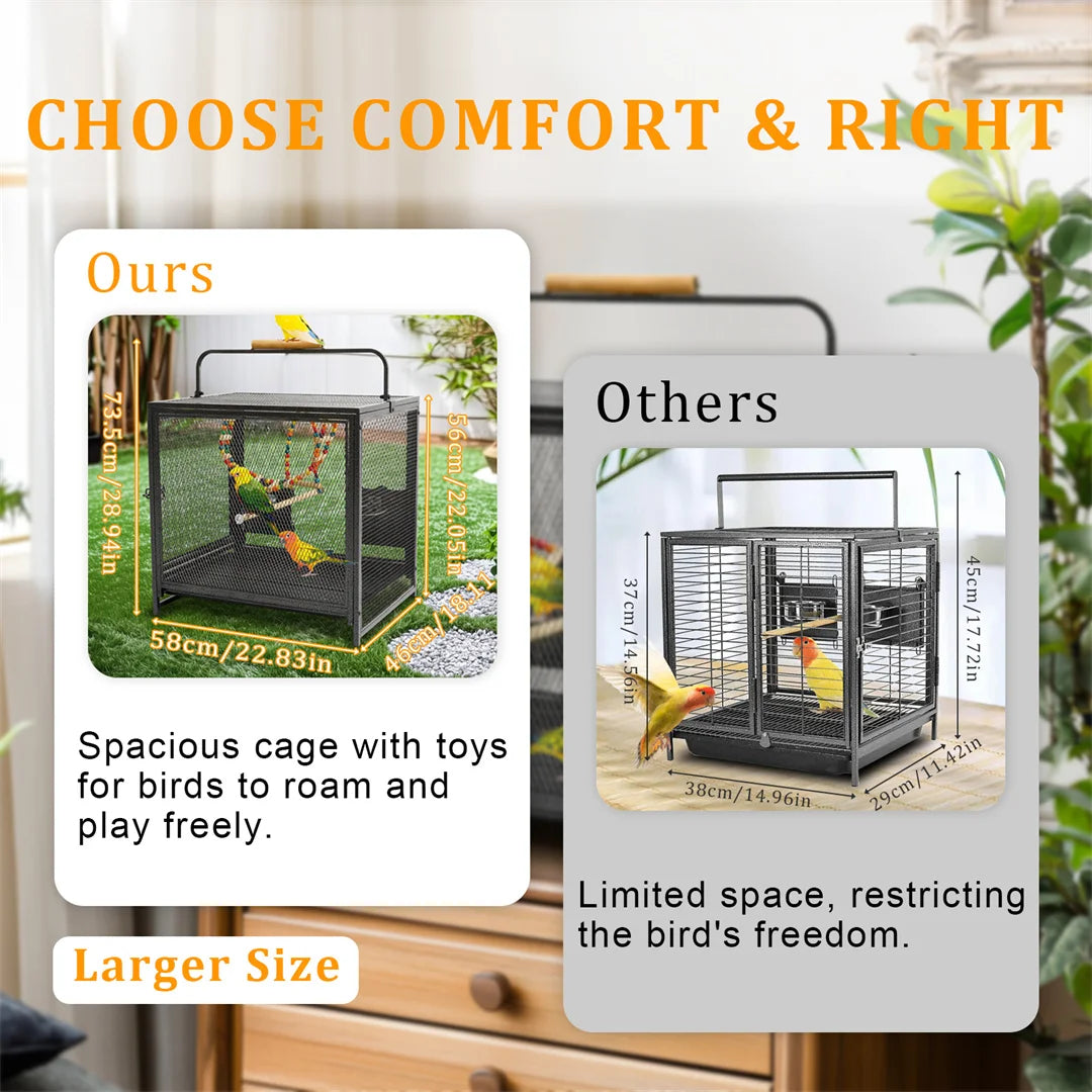 Portable Bird Cage with Hammock and Tray