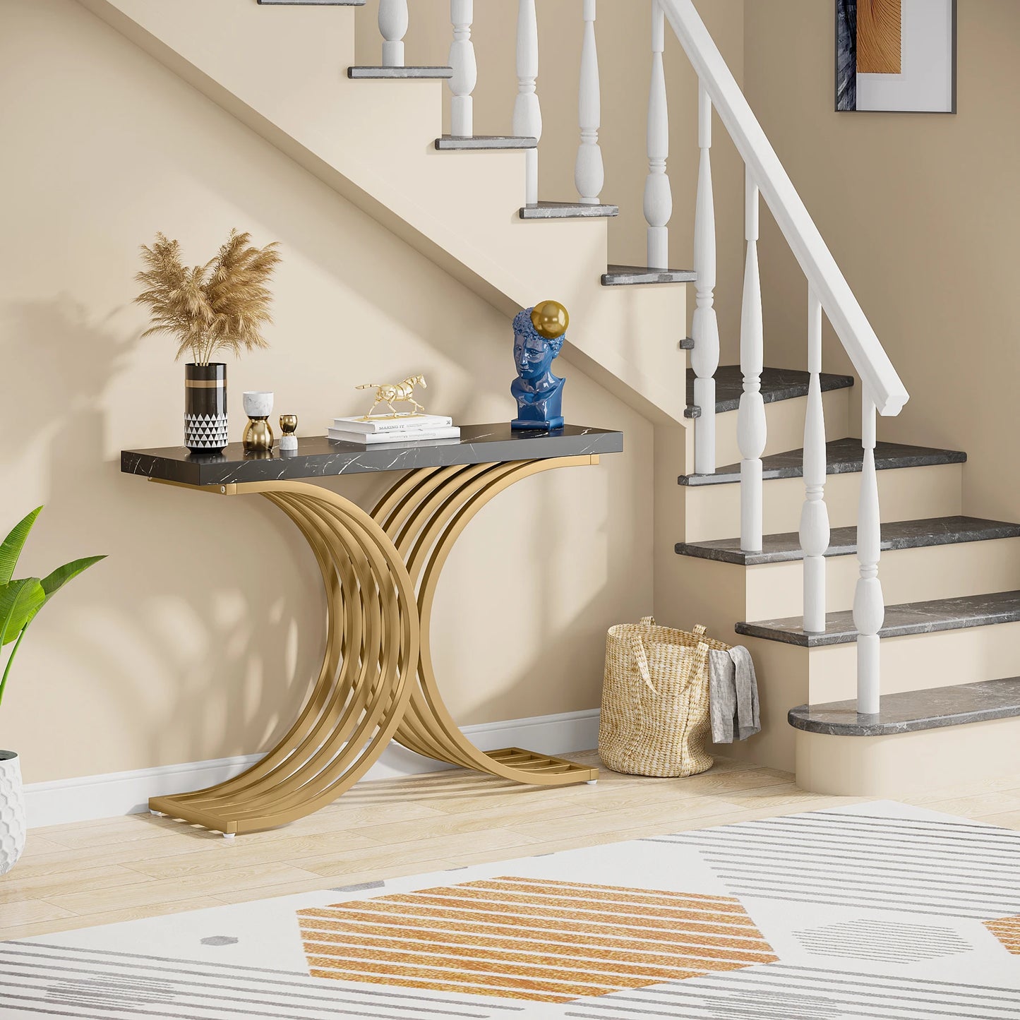 Gold Geometric Console