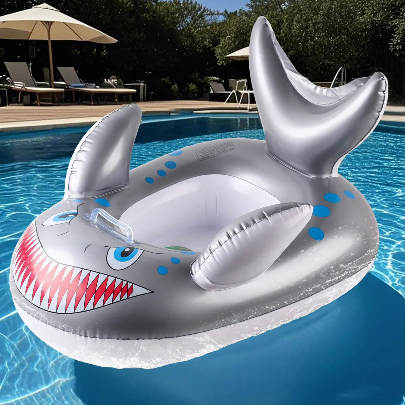 Shark-shaped Inflatable Thickened Seat Ring with Handles