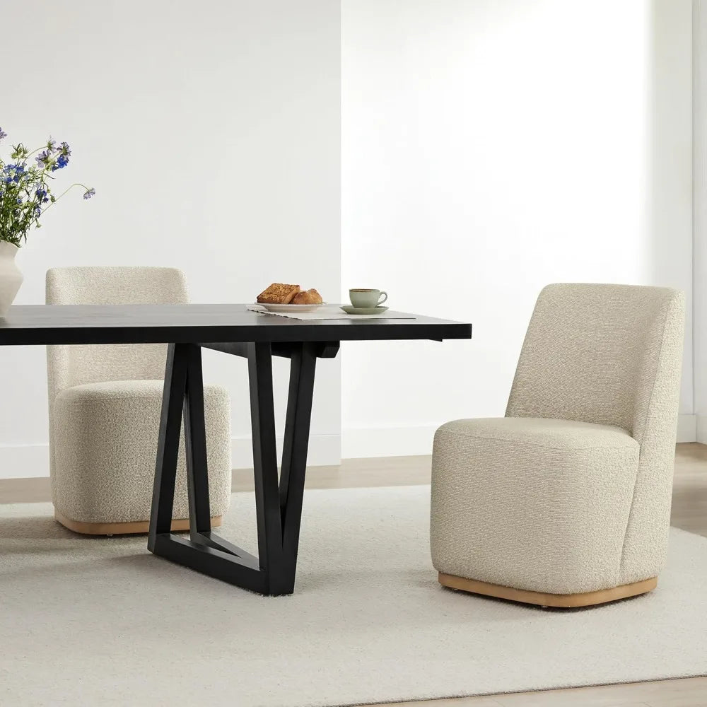 Boucle Rolling Dining Chairs