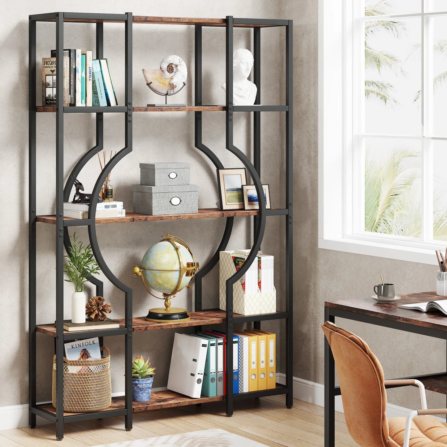 Half‑Moon Etagere Bookcase