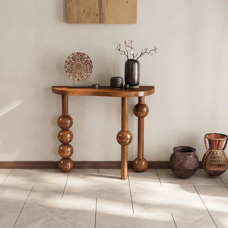 Luxury Corner Console Table – Modern Wooden Entryway Table for Elegant Hall and Living Room Spaces