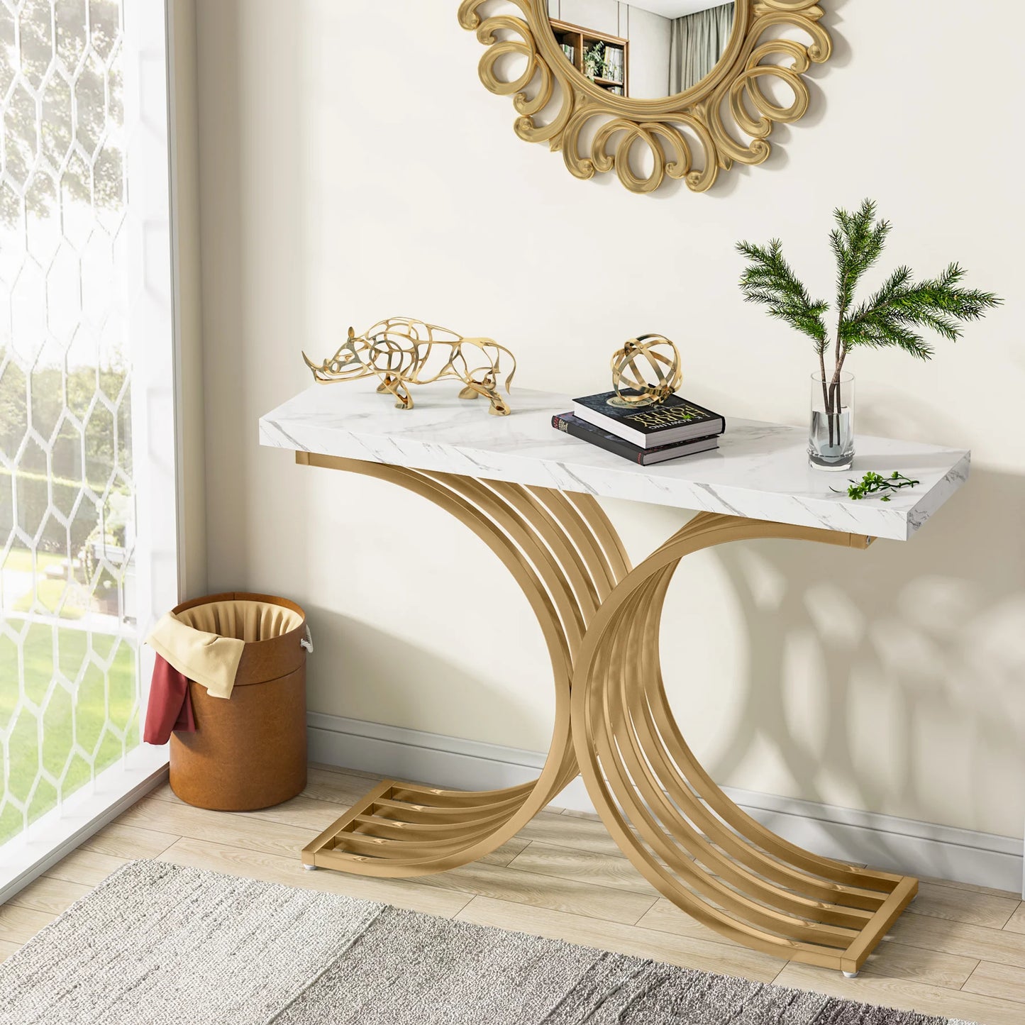 Gold Geometric Console