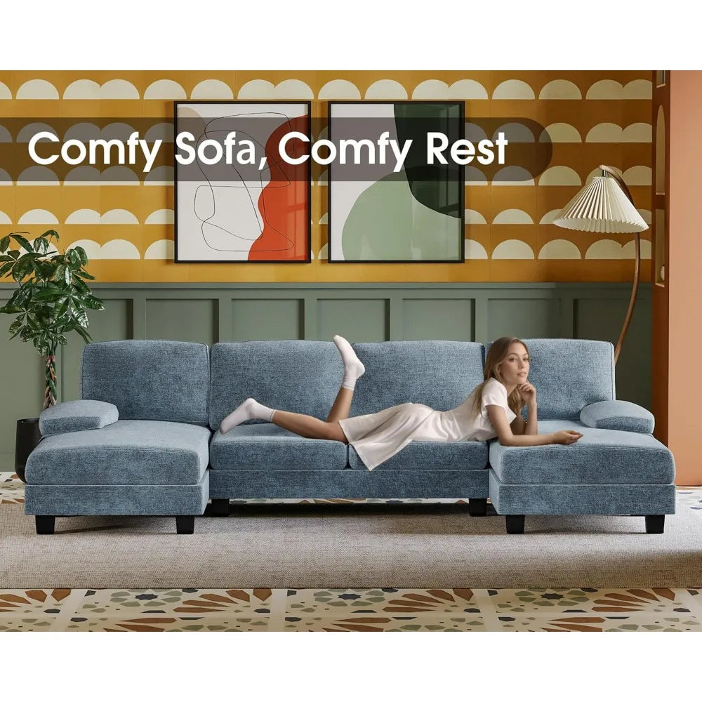 U‑Shaped Linen Sofa