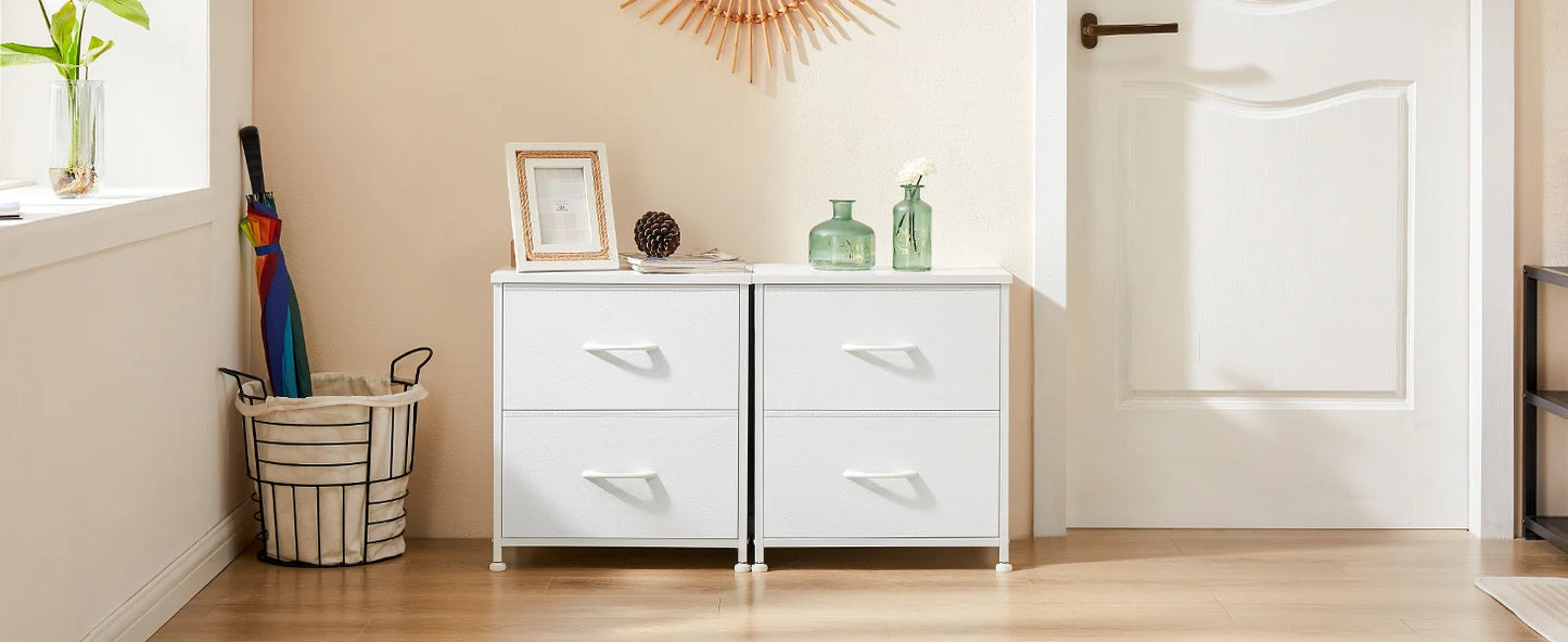 Set of 2 Living Room Cabinets with Fabric Drawers