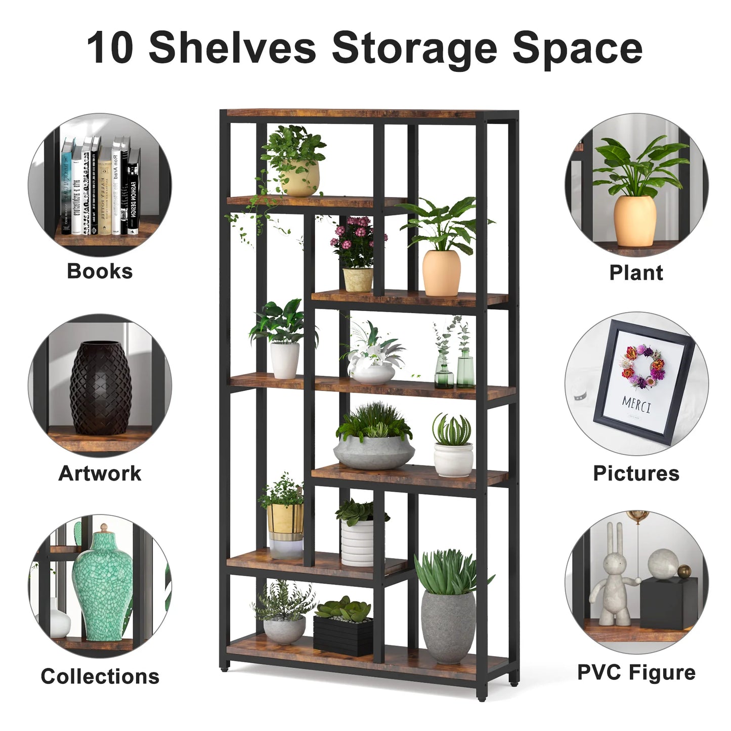 Staggered 8‑Tier Bookcase