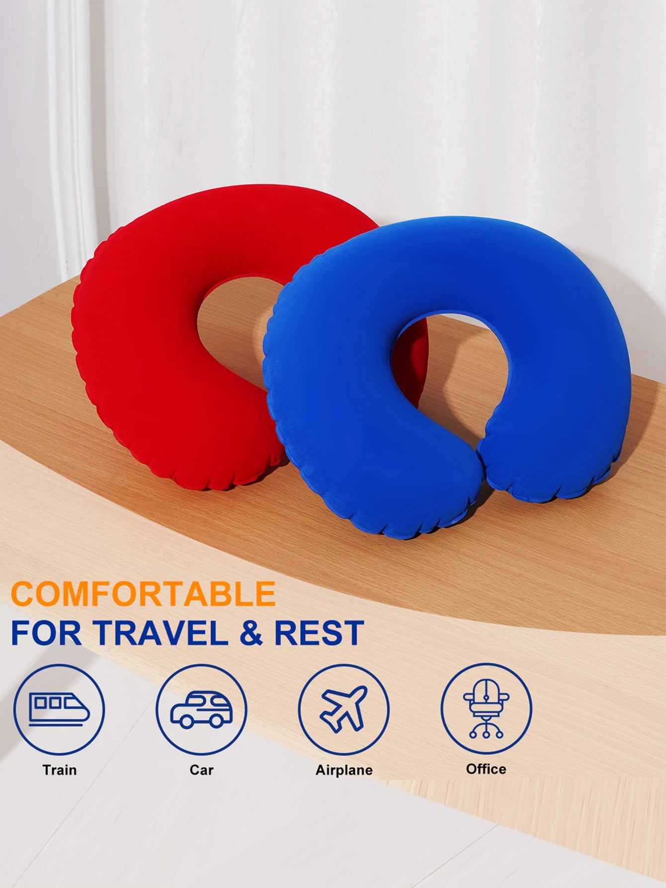 2Pcs inflatable U-shaped pillow