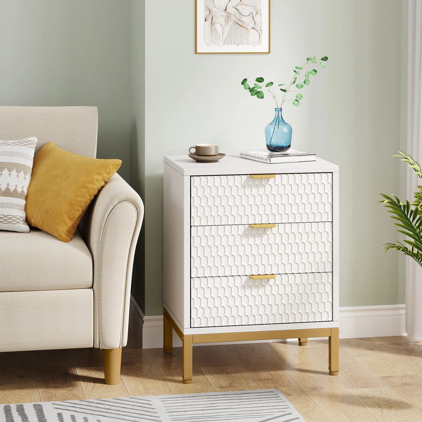 Hexagon 3-Drawer Nightstand