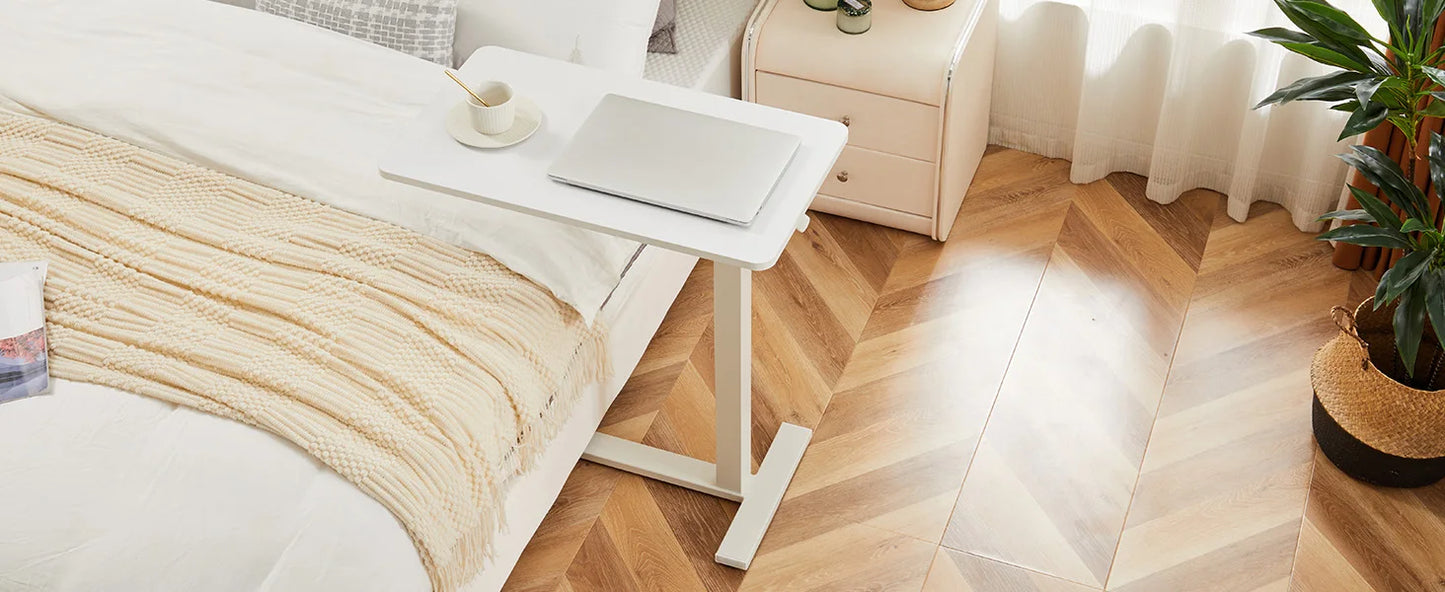 Overbed Bedside Sofa Table with Hidden Wheels