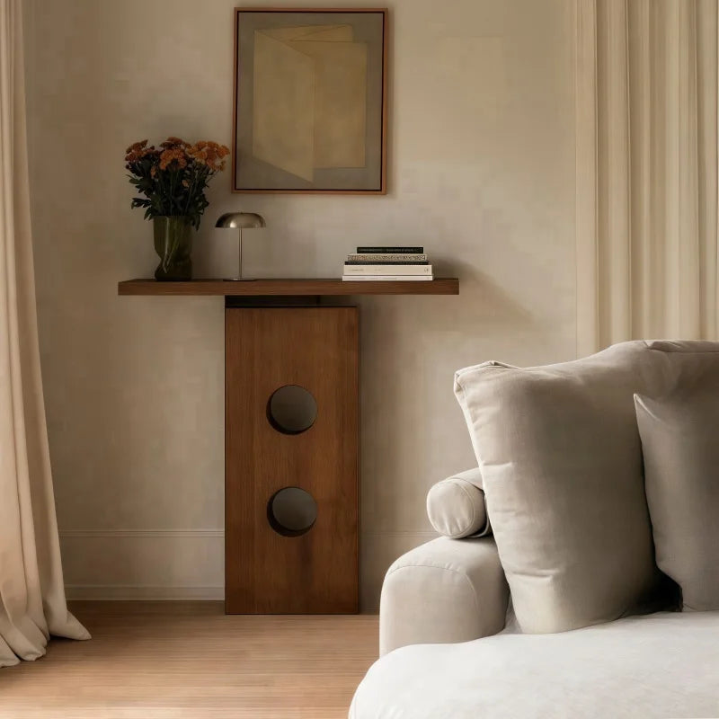 Modern Wood Console Table – Minimalist Corner Table for Entryways and Living Rooms