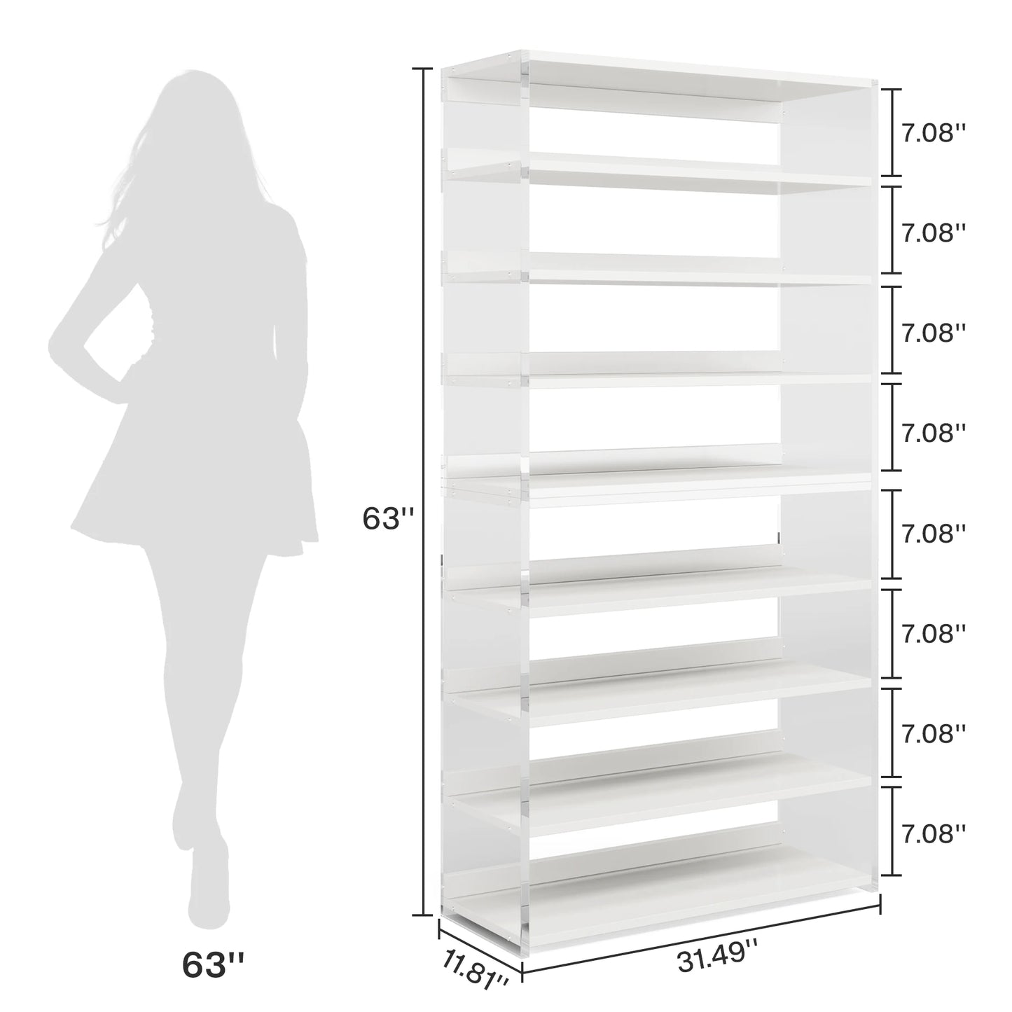 Acrylic 8-Tier Bookshelf
