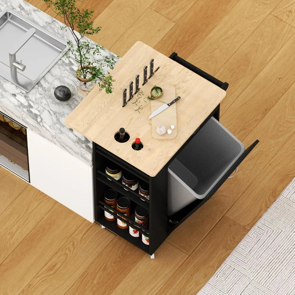 Drop-Leaf Mobile Kitchen Cart