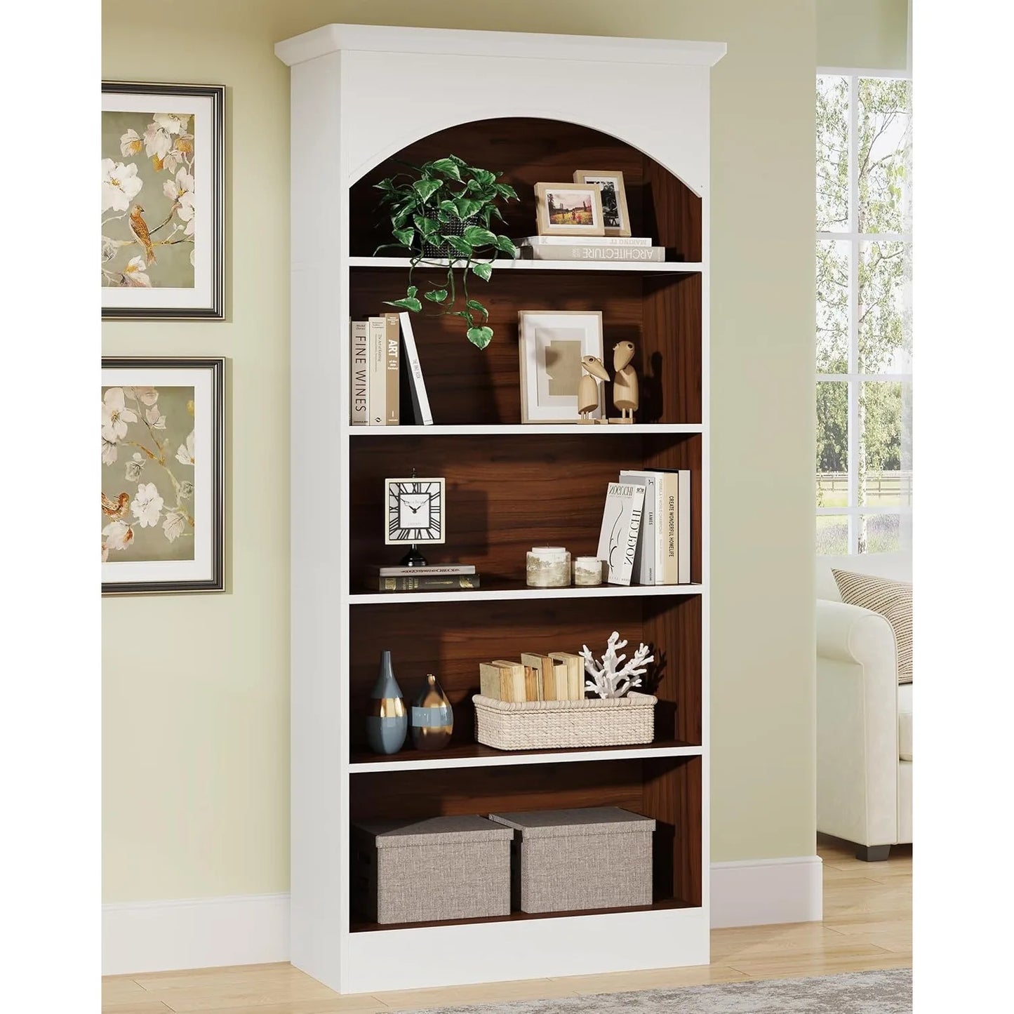 Tall White 5-Shelf Bookcase