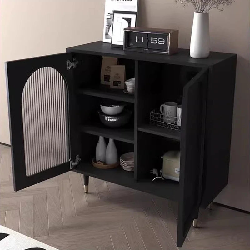 Black Luxury Dresser Cabinet – Minimalist Modern Storage with Hidden Handles and Sleek Drawers