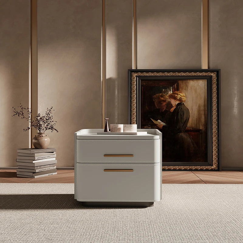 Luxury Storage Nightstand Aesthetic Simple Drawer Italian Bedside Table