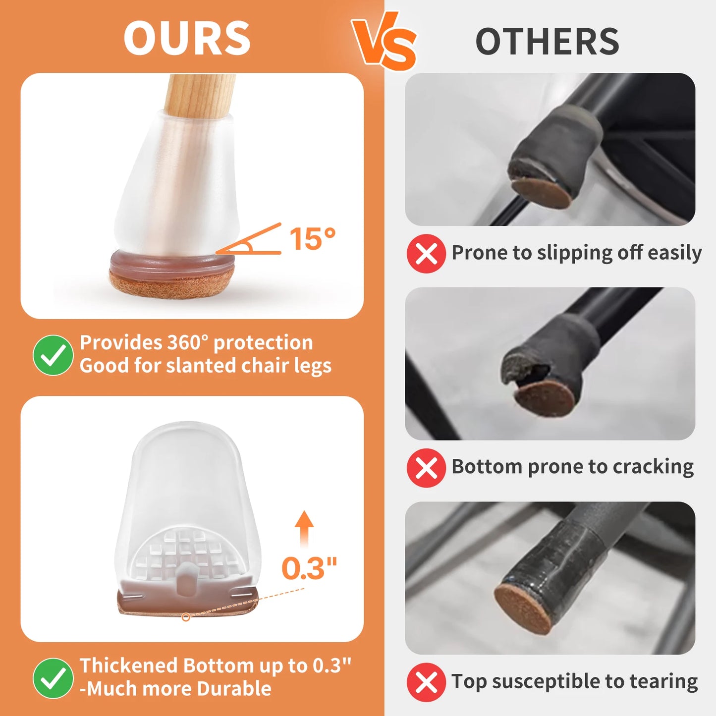 Chair Leg Floor Protectors with Felt Pads (16PCS)