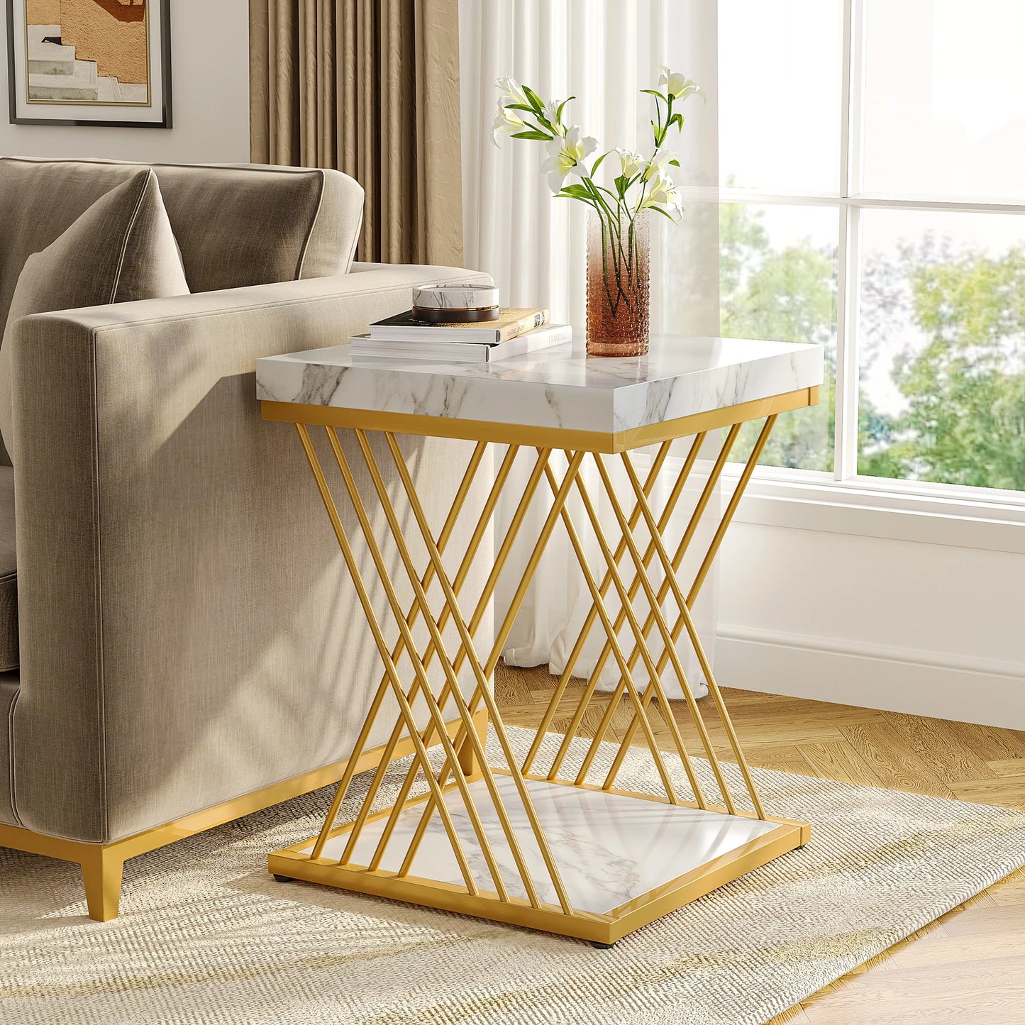 White Gold Side Table