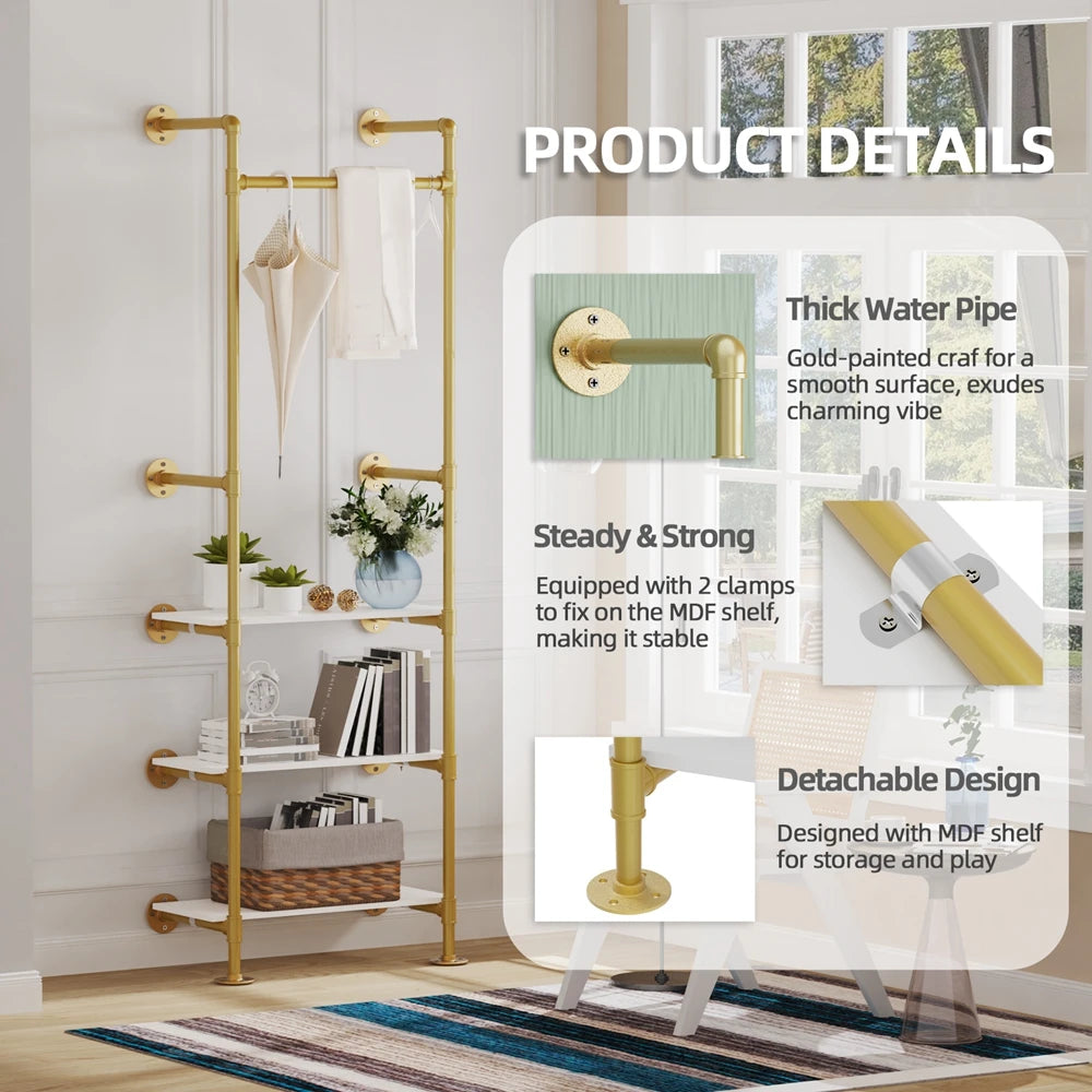 Industrial Gold Clothes Rack