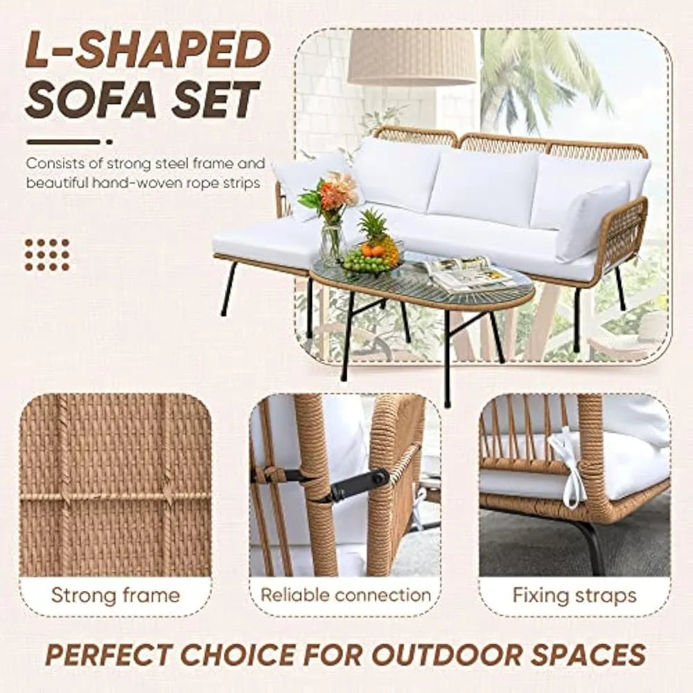 Rope Woven Patio Sofa Set