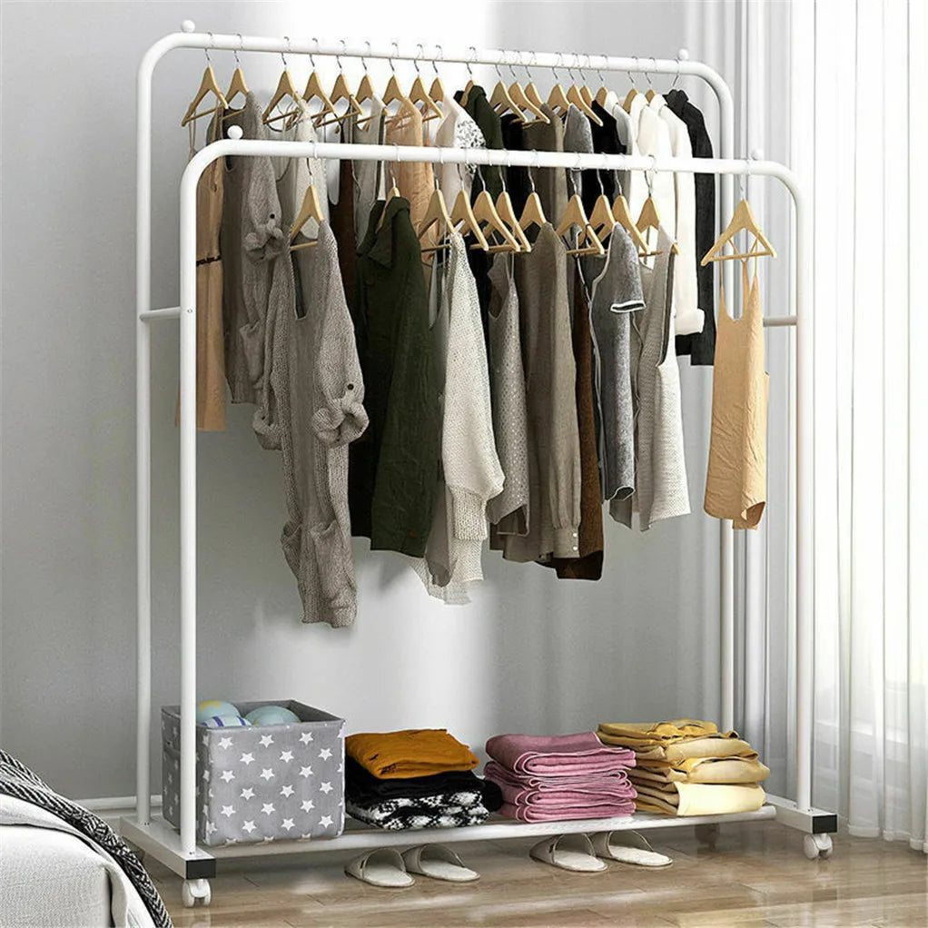 Double Rod Rolling Clothes Rack