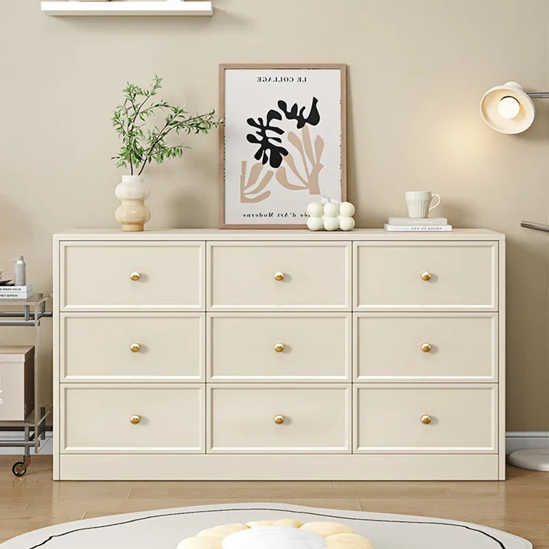 Luxury Cream Dresser Cabinet – Modern Premium Hidden Storage with Vintage Handles