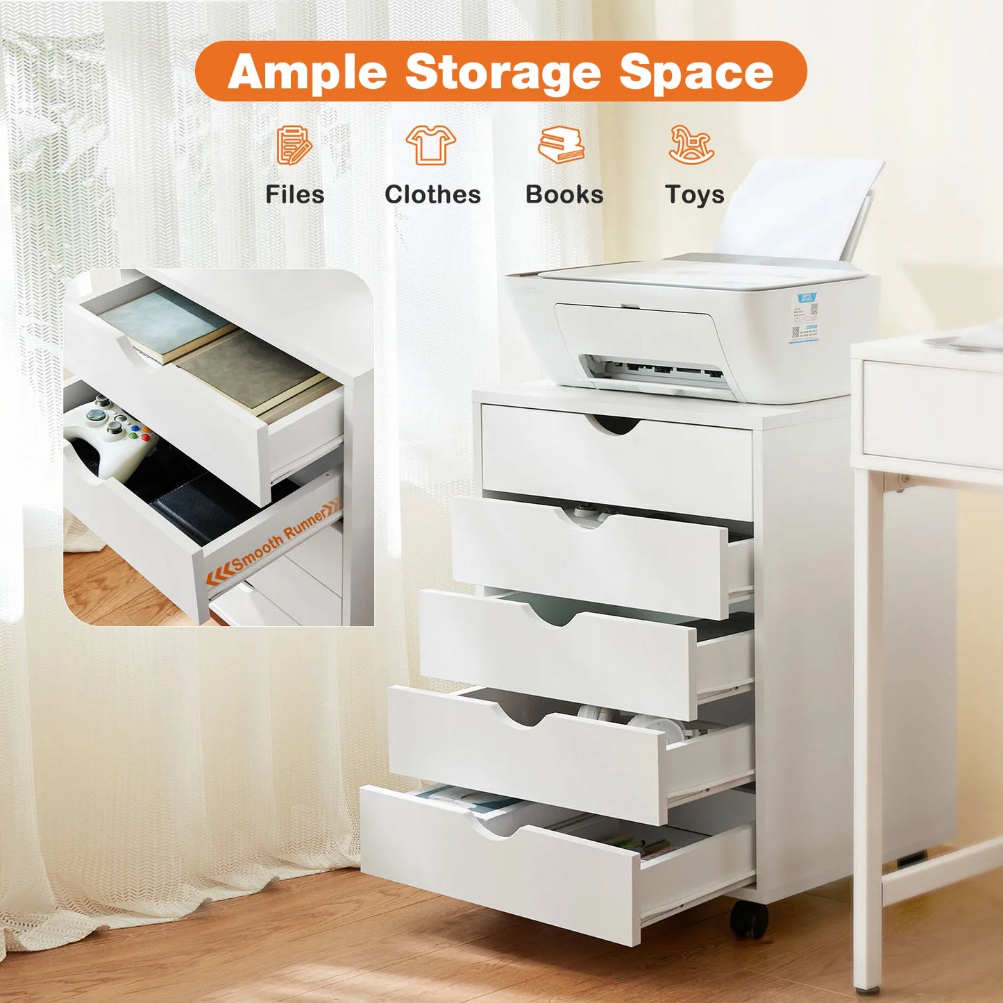 Wood 5 Drawer Cabinet