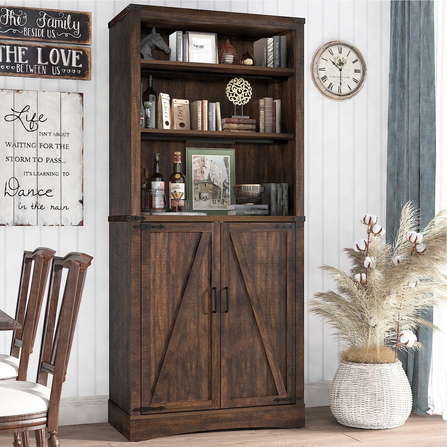 Tall farmhouse storage cabinet