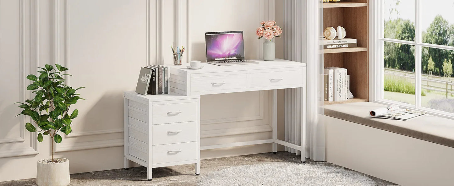 White 5‑Drawer Vanity Desk