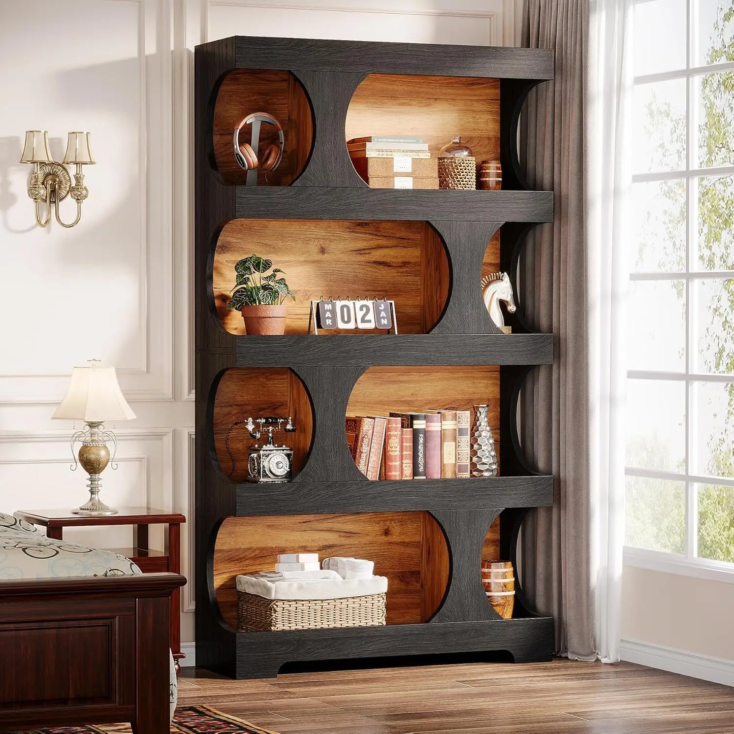 4 Tier Black Bookcase