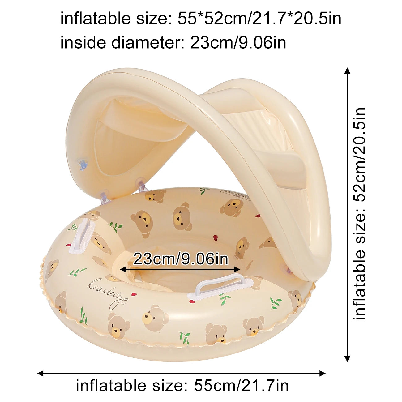 Inflatable swimming float with seat