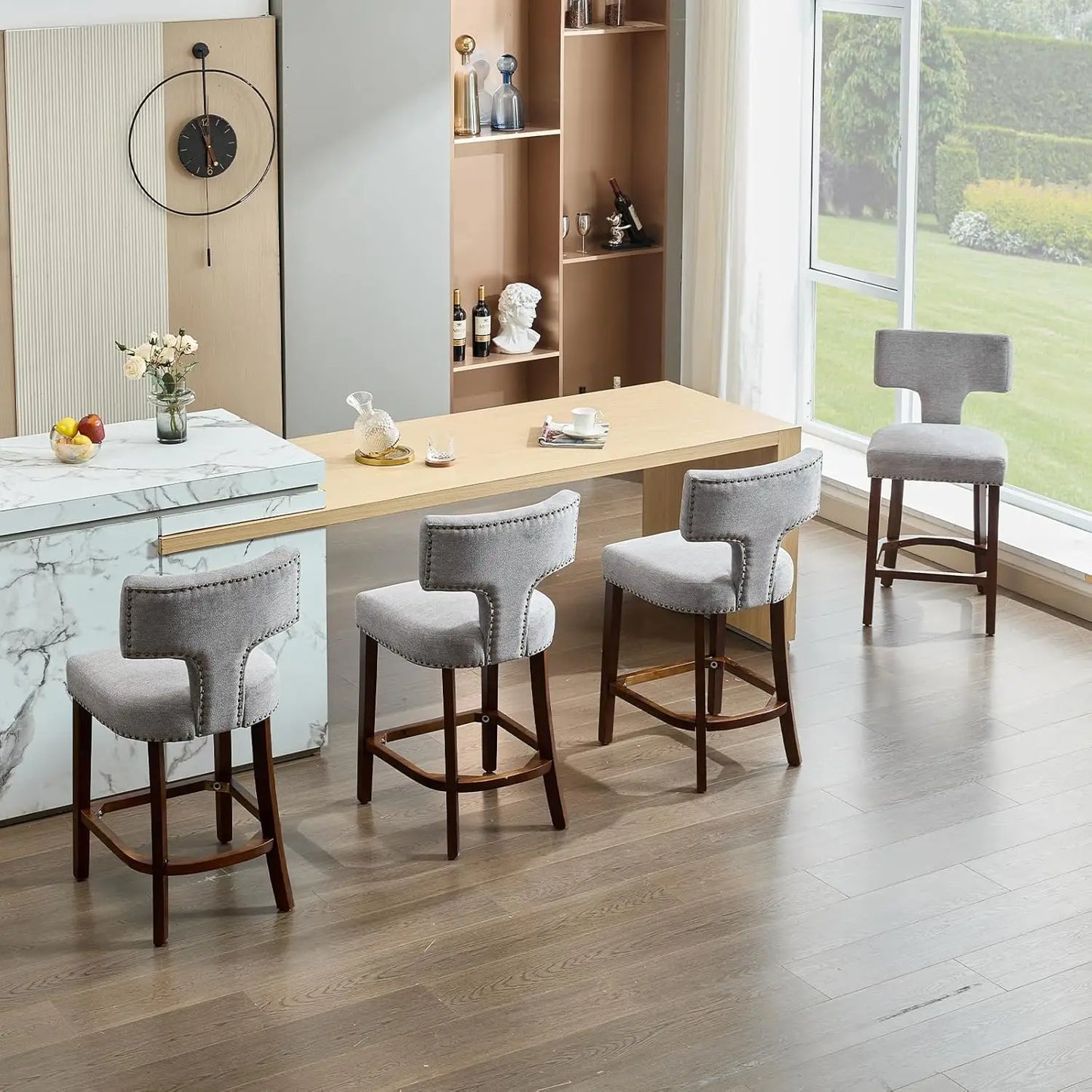 Linen Farmhouse Bar Stools Set