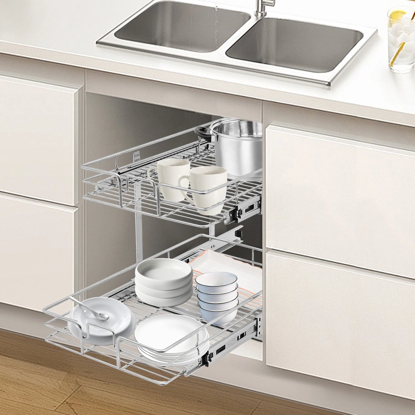 2‑Tier Pull Out Cabinet Organizer