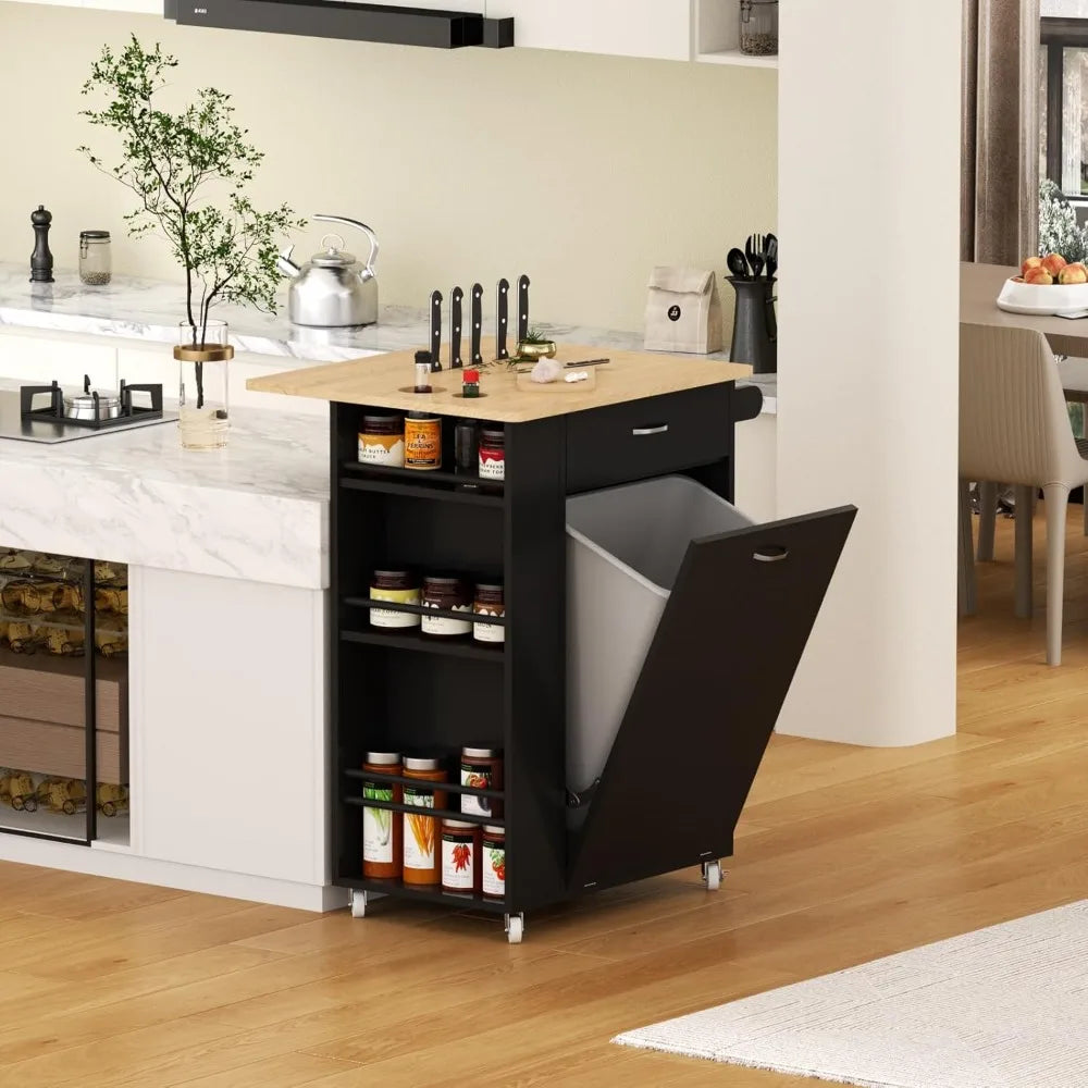 Drop-Leaf Mobile Kitchen Cart