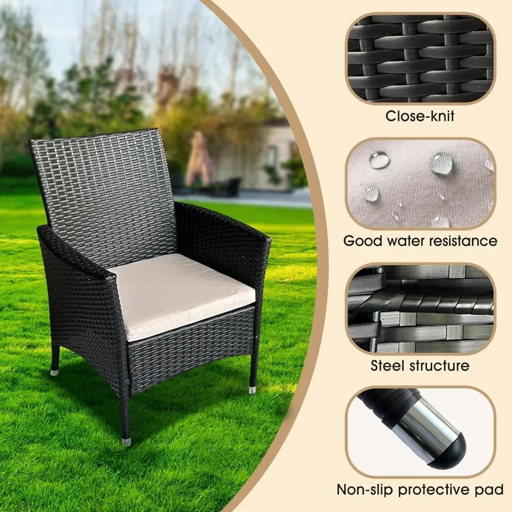 4-Piece Outdoor Wicker Sofa Set with Chairs and Coffee Table