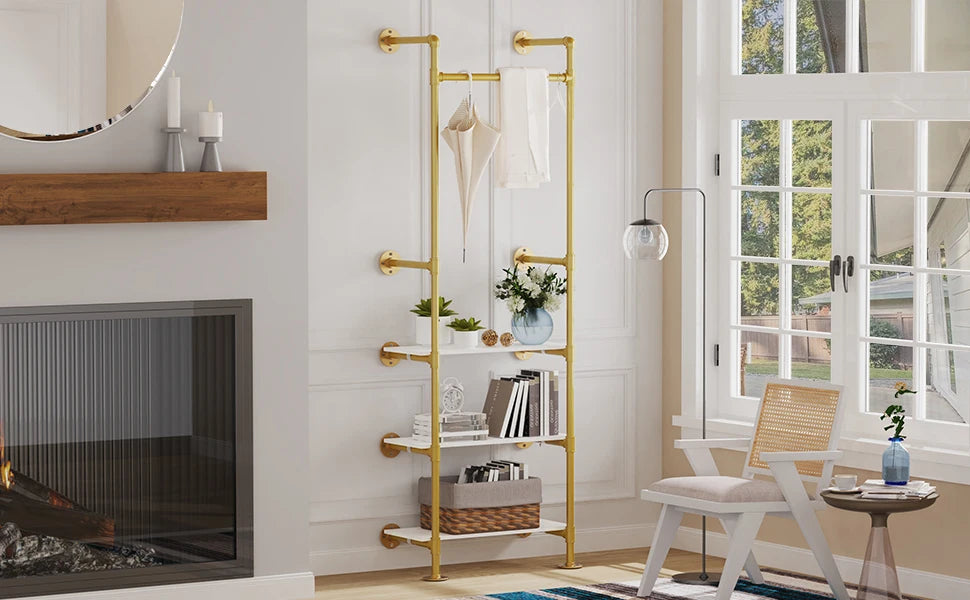 Industrial Gold Clothes Rack