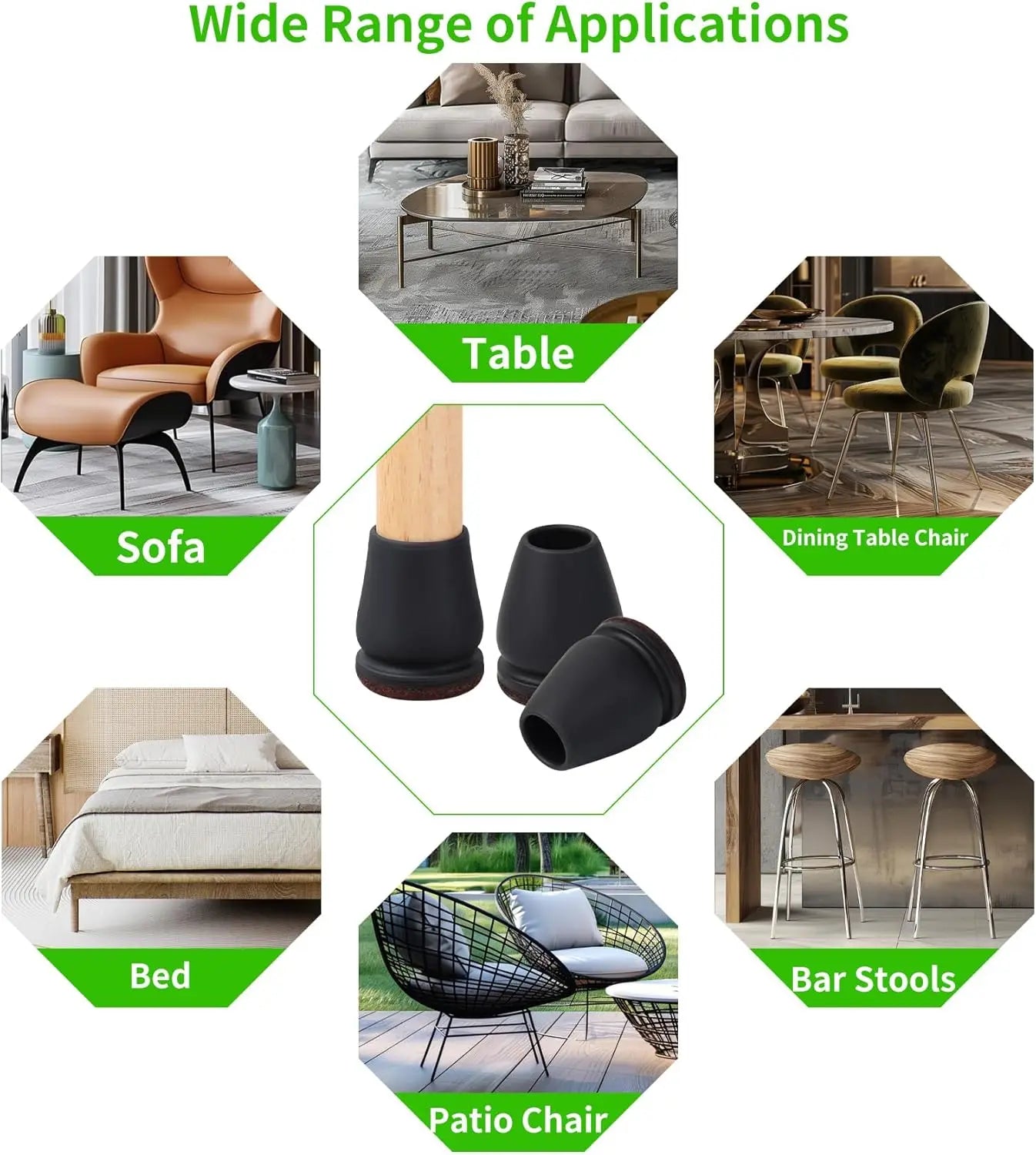 Chair Leg Floor Protector Foot Cover with Felt Pads (8PCS)