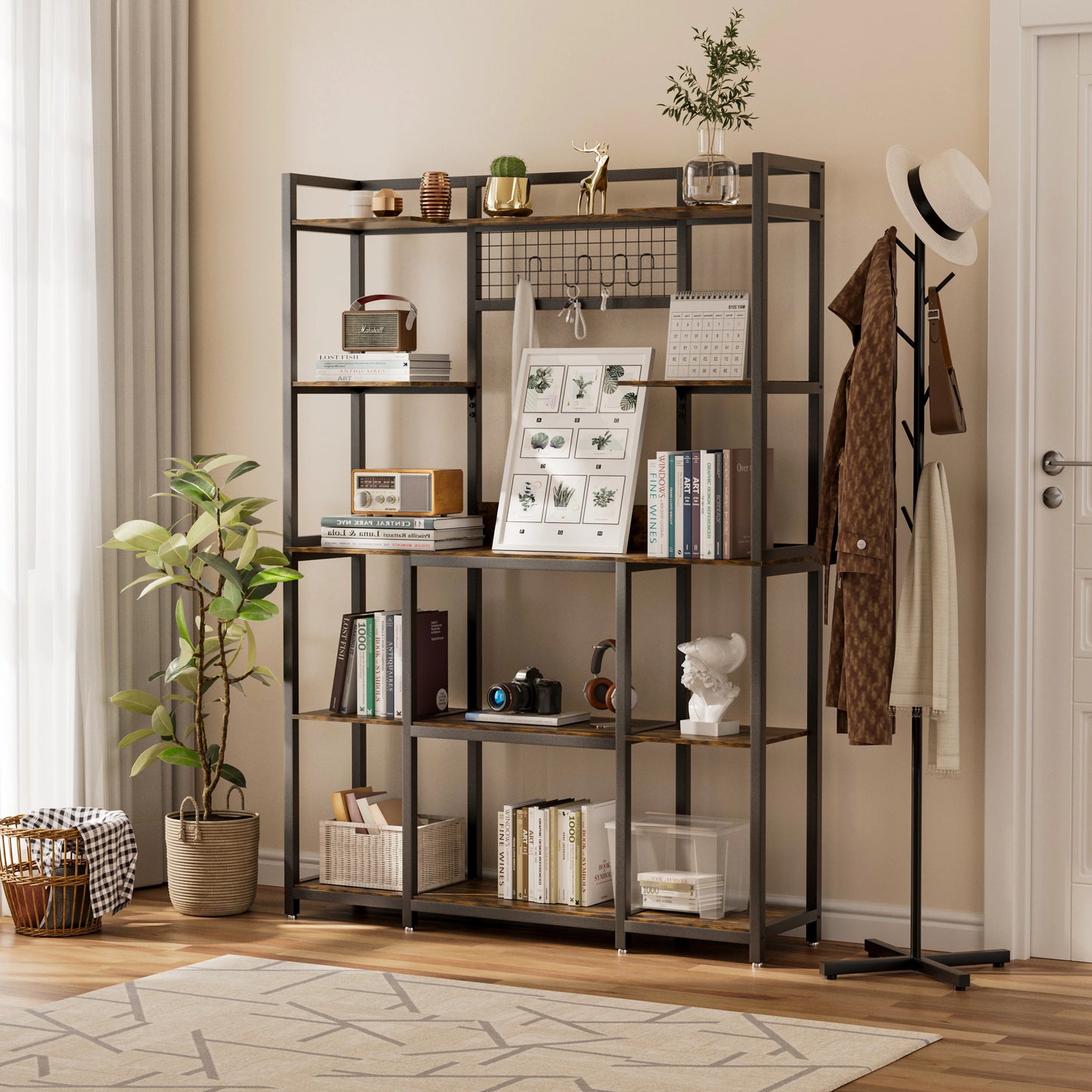 Industrial 5-Tier Bookshelf