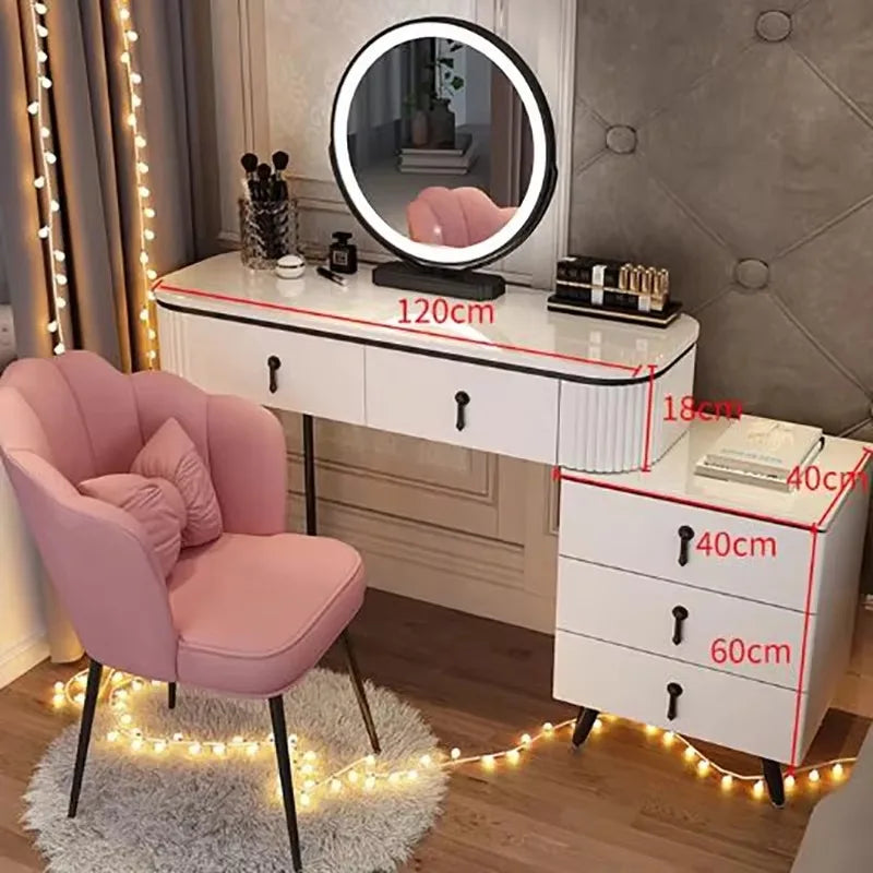 Adjustable Modern Vanity Table – Elegant European Makeup Desk with Mirror & Stool
