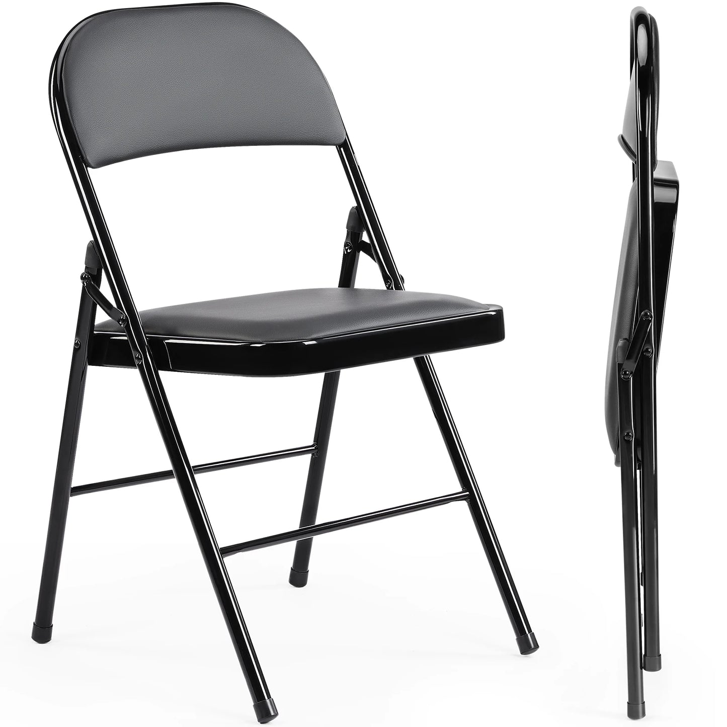Leather Padded Folding Chairs (2 Pack)