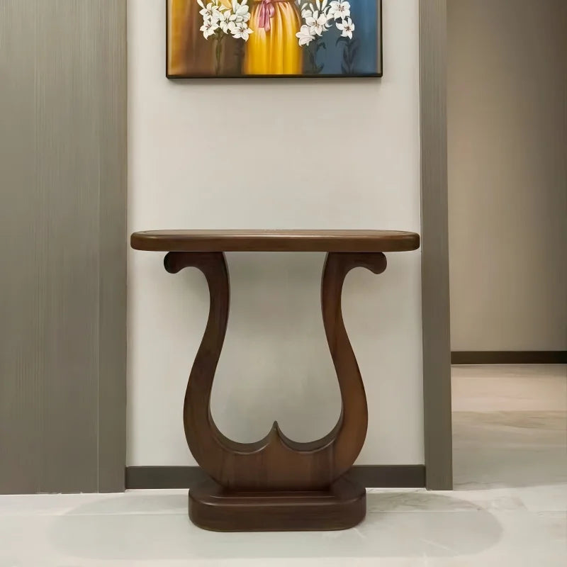 Modern Corner Console Table – Nordic Wooden Entryway Table for Hallways and Living Room Spaces