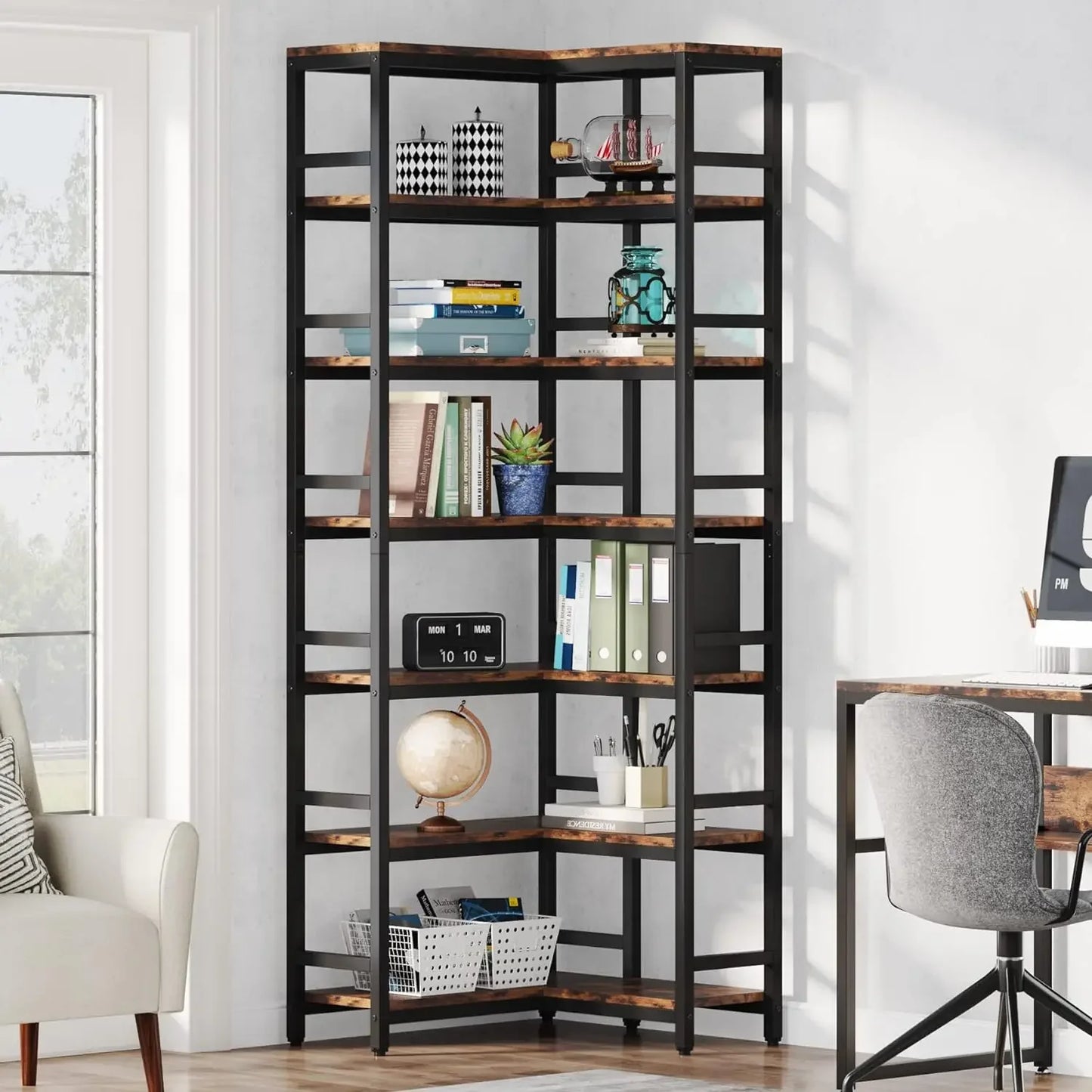 7‑Tier Corner Bookcase