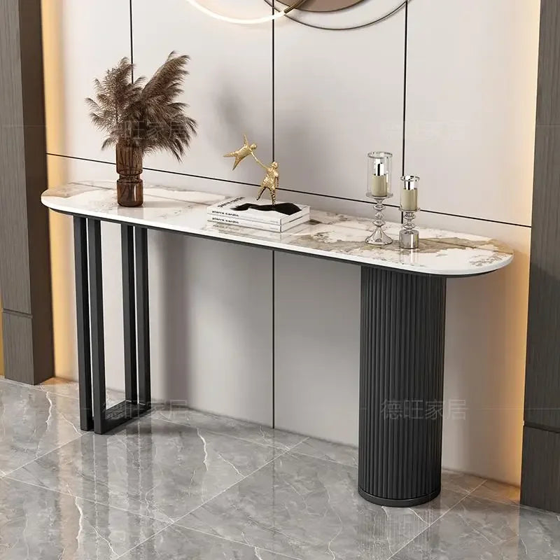 Nordic Midcentury Console Table – Modern Metal Entryway Table for Hallways and Living Room Luxury Décor