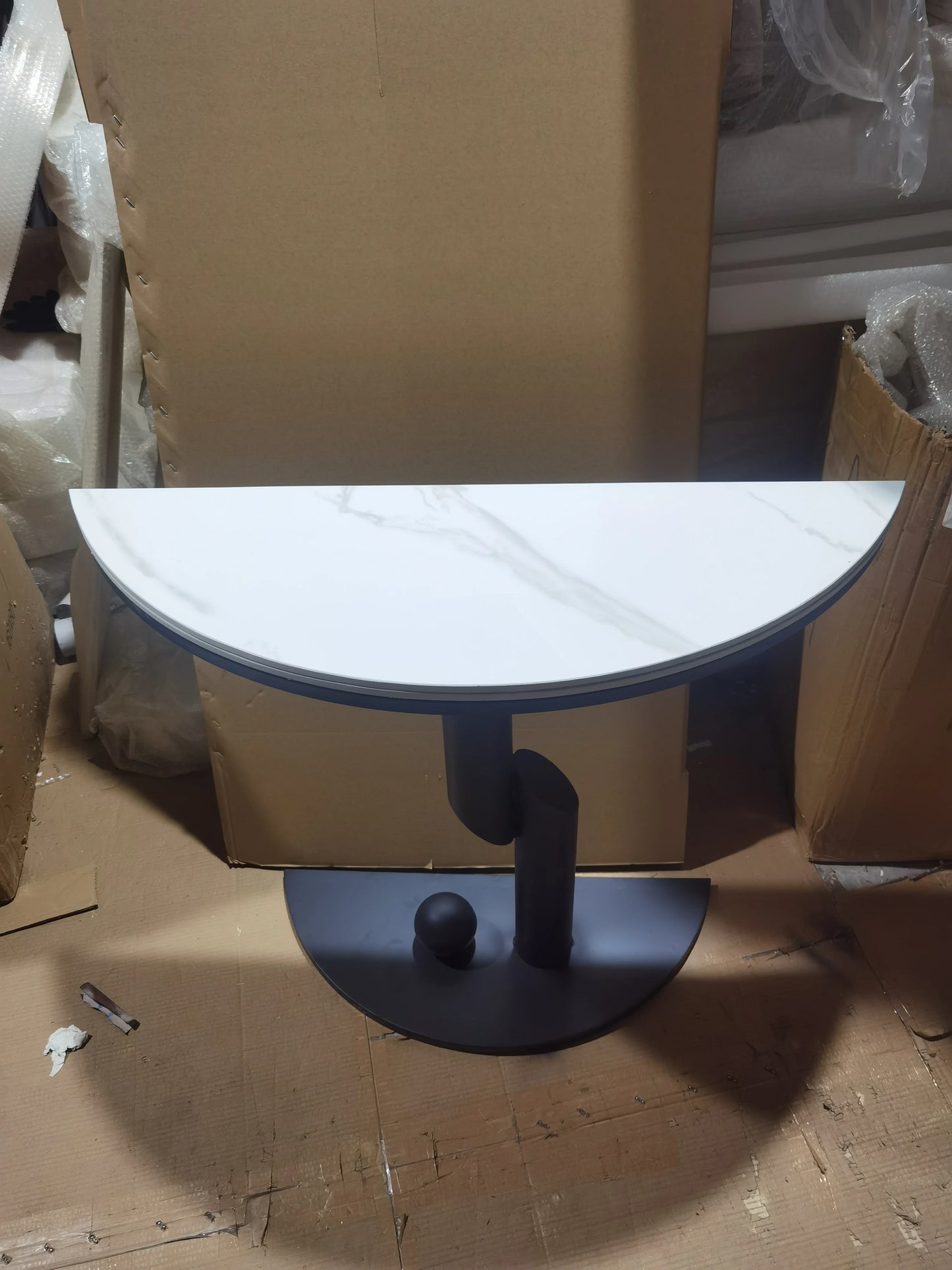Modern Luxury Corner Console Table – Mid Century Metal Entryway Table for Hallway and Living Room