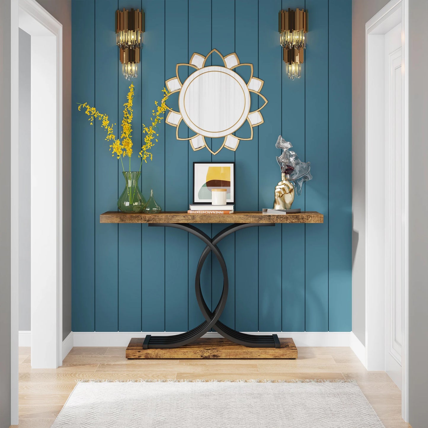 Gold Faux Marble Console
