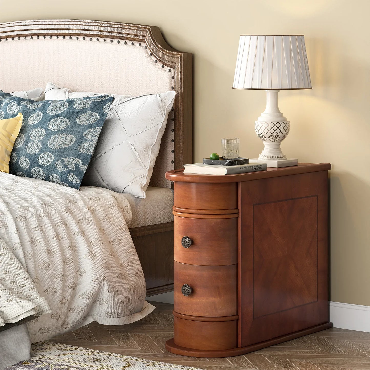 Round Solid Wood End Table