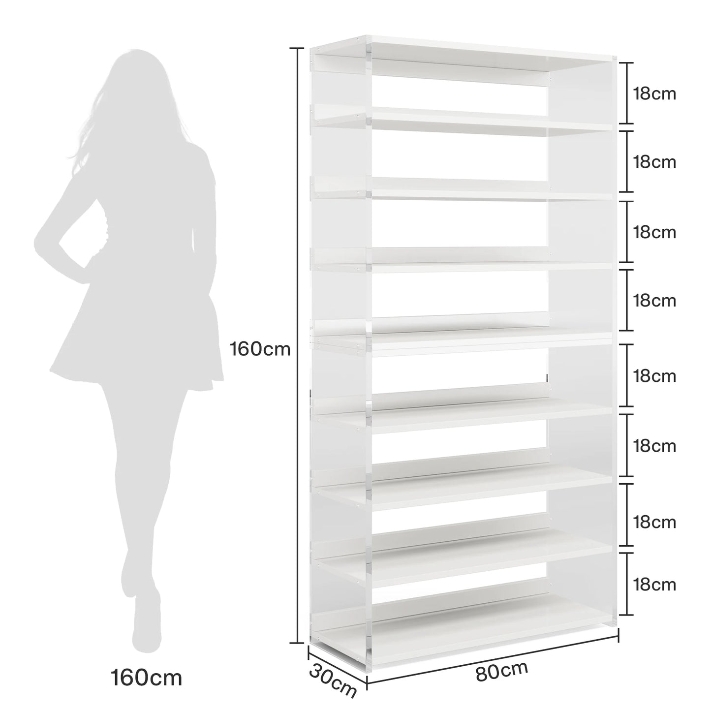 Acrylic 8-Tier Bookshelf